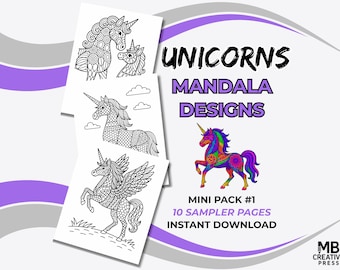 Ravensburger Mini Mandala Designer Unicornio, Kit De Dibujo Con Plantilla, 10 Hojas Y Rotulador, Para Niños A Partir De 6 Años