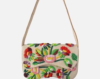 Wildflower Bloom Beaded Shoulder Bag