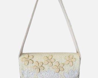 Ivory Flower Beaded Shoulder Bag