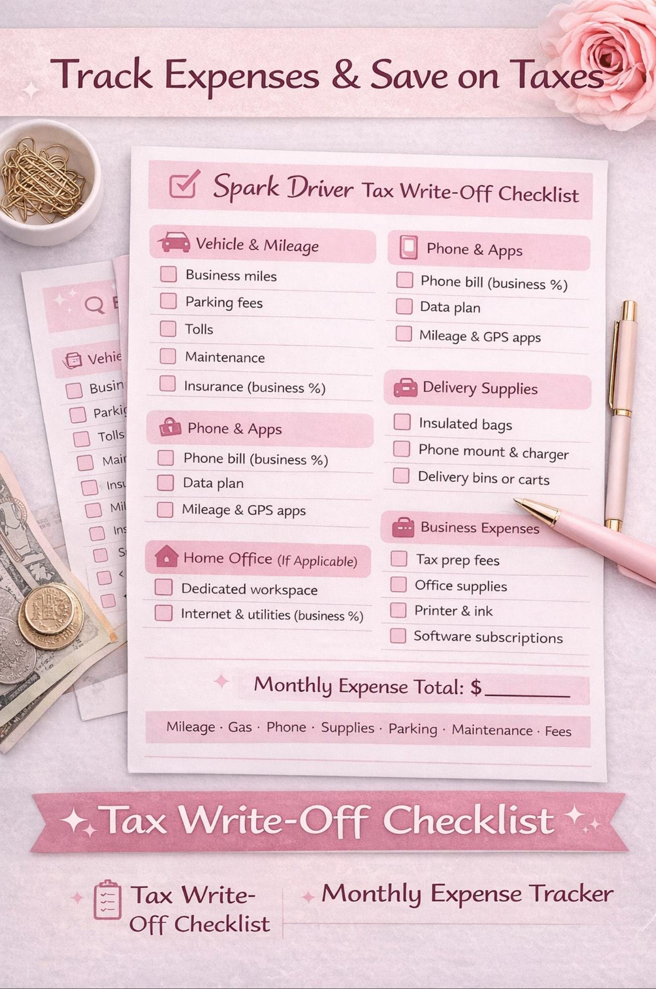 Spark Driver Tax & Expense Binder | Walmart Spark Delivery Printable ...