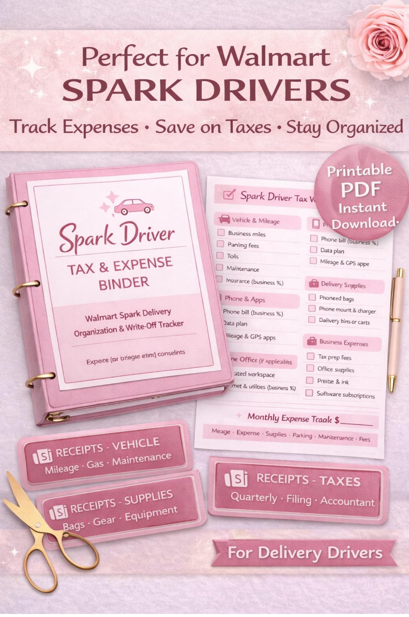 Tax Write Off Checklist.pdf Spark Driver Tax & Expense Binder | Walmart Spark Delivery Printable ...