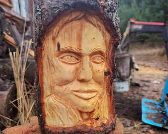 Hand-Carved Linden Wood Spirit Portrait