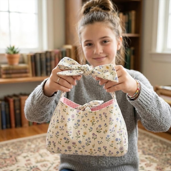 Coquette Bow Tote Bag Sewing Pattern, Quilted Shoulder Bag with (PDF Download)
