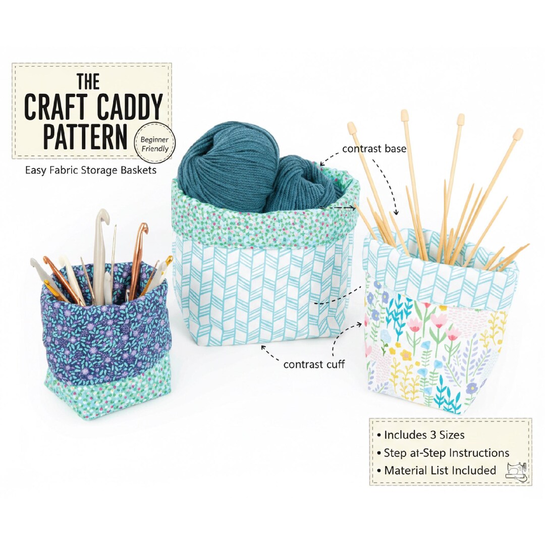 3 Size Quilted Fabric Storage Bucket PDF Pattern | Easy DIY Basket ...
