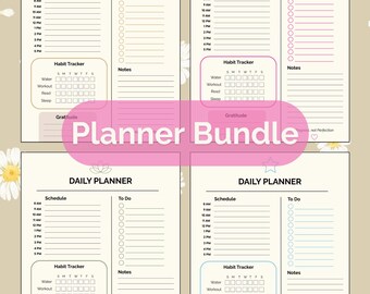 Minimalist Daily Planner Bundle | Printable Canva Templates (Digital Download)
