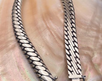 Handmade 925 Sterling Silver Solid Woven Chain Bracelet | King Link Design 28 Grams