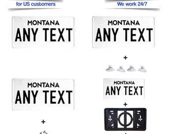 Placa de matrícula Montana con tu texto | Regalo personalizado | Decoración de pared para garaje | La placa perfecta para tu coche