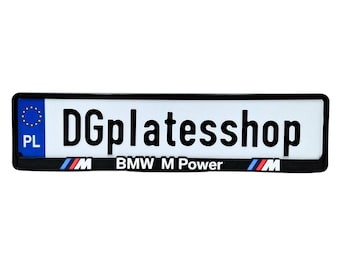 Marco de matrícula 3D BMW M Power | Letras cromadas | Soporte de estilo europeo | Accesorio automotriz deportivo