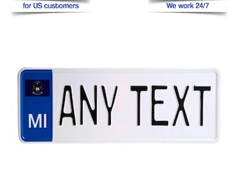 Gepersonaliseerde Michigan kentekenplaat | Eigen naam of tekst | Leuk cadeau voor autoliefhebber, bestuurder of garage decoratie