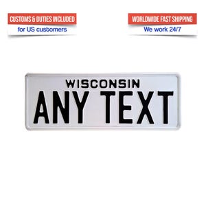 Personalisierte Wisconsin Kennzeichen | Autoschild mit Name oder Text | Geschenk für Autofans, Garage oder Werkstatt