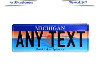 Gepersonaliseerd Michigan kenteken | Eigen naam of tekst | Origineel cadeau voor autoliefhebbers of decoratie voor in de garage