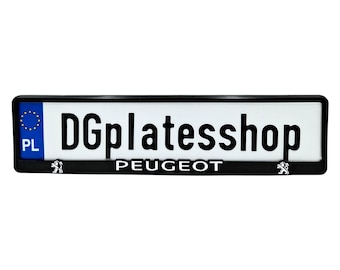 Peugeot 3D License Plate Frame | Chrome Text | Sporty Look | High-Quality European Plate Holder | Car Styling Accessory