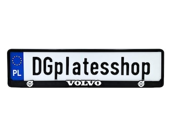 2-Pack VOLVO License Plate Frames – Black And Silver Stainless Steel Metal, Front Or Rear, Brand New