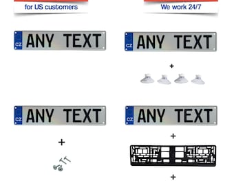 Custom Czech Republic  Euro License Plate – Personalized Number Plate – Embossed Metal Plate with EU Tag – Fast Worldwide Shipping