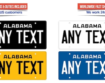 Personalized Alabama License Plate | The perfect plate for your car | With your name or text | A gift for a car lover or garage decoration