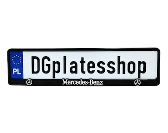 Cadre de plaque d’immatriculation 3D Mercedes | Texte chromé | Look sportif | Support de plaque européen haute qualité | Accessoire auto