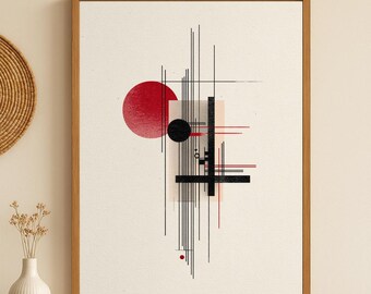 Abstrakcyjny geometryczny wydruk artystyczny Bauhaus: minimalistyczna dekoracja ścienna