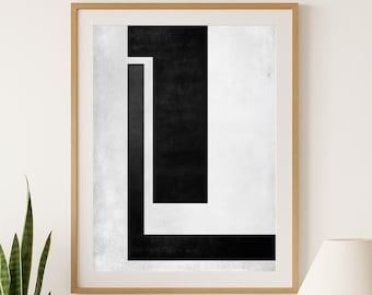 Bauhaus Geometric Poster: Minimalist Black and White Art Print
