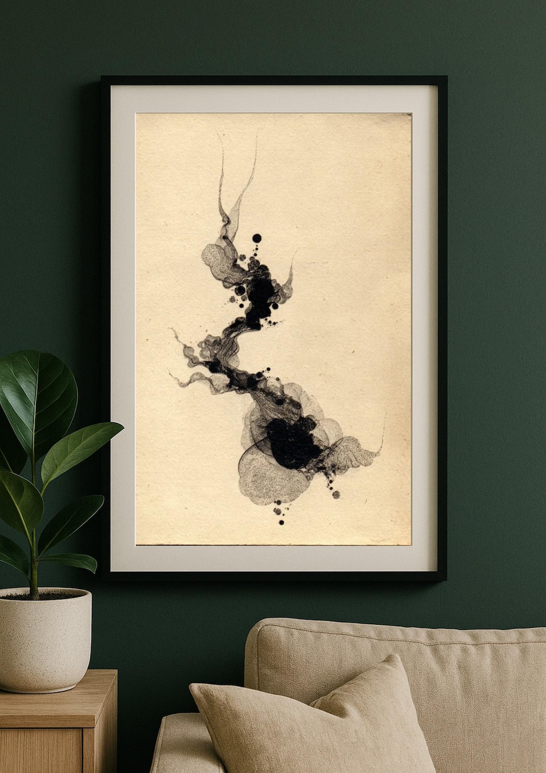 Japanese Abstract Ink Abstract Japanese Ink Art Print: Minimalist Vintage Decor - Etsy