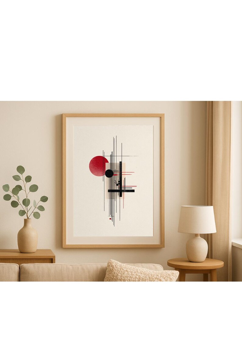 Abstract Geometric Bauhaus Art Print: Minimalist Wall Decor - Etsy