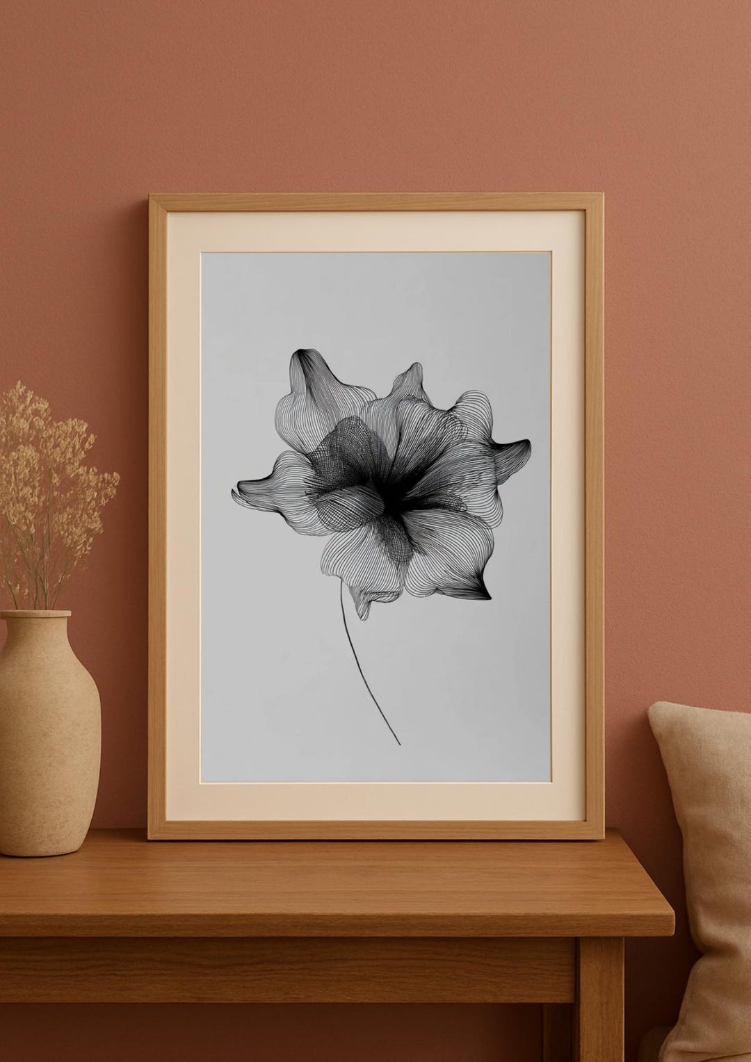 Line Art Floral Print: Minimalist Flower Wall Decor - Etsy