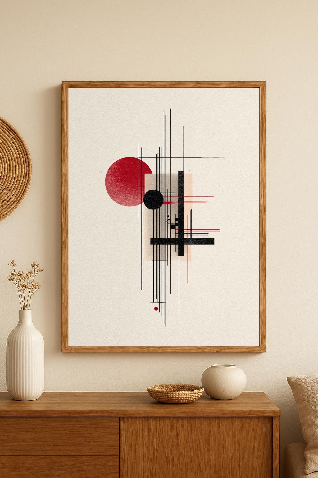 Abstract Geometric Bauhaus Art Print: Minimalist Wall Decor - Etsy