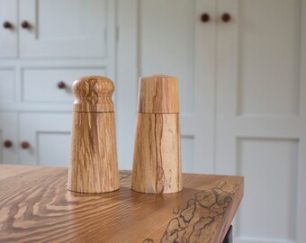 6" MIXED Pair Salt and Pepper Grinders in Irish Spalted Beech