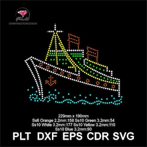 Cruise Ship Rhinestone Template | Svg Dxf Eps Cdr Plt | Nautical Design for Cricut / Silhouette