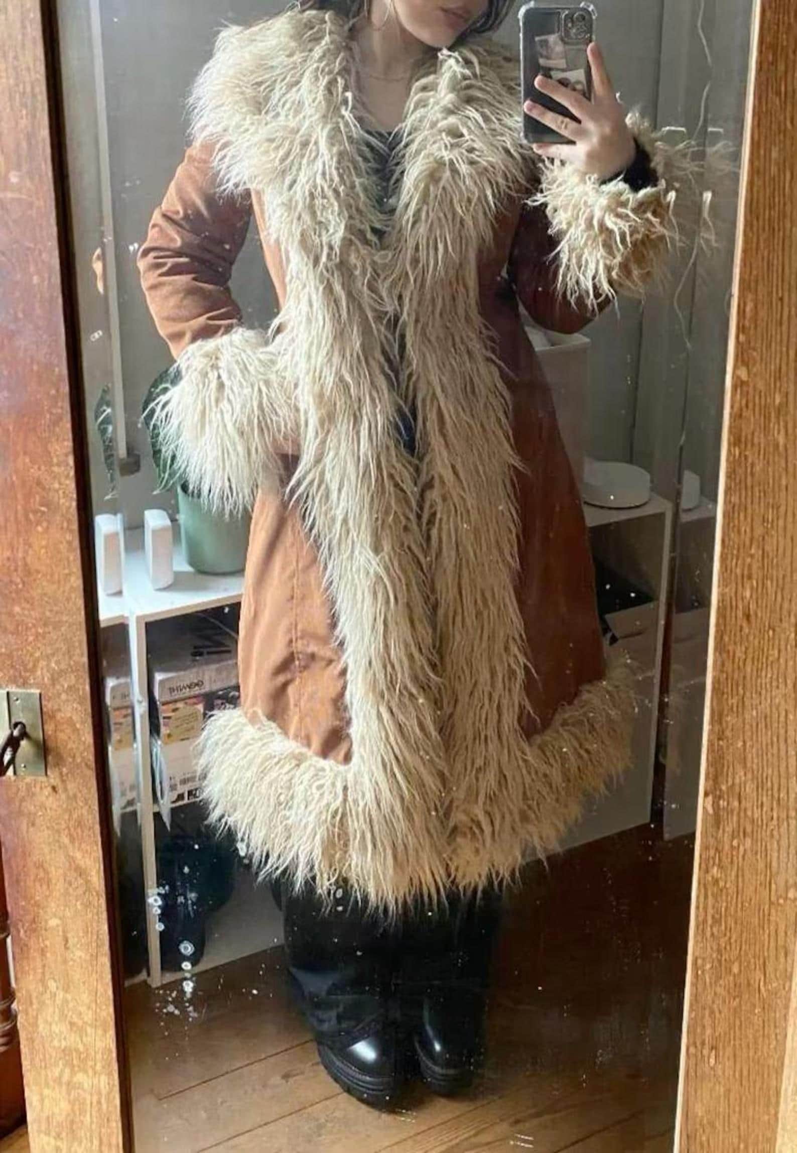 Suede and Fur Coat - Etsy