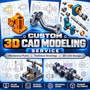 Usługi projektowania CAD 3D na zamówienie, modelowanie mechaniczne CAD, projektowanie produktów, rysunki techniczne, pliki STL gotowe do zastosowań inżynieryjnych, drukowanie 3D