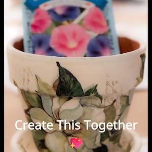Kit de manualidades para macetas con decoupage, kit para hacer macetas tú mismo, idea de regalo para el Día de la Madre, kit de pintura y decoración, actividad para mamá e hija, creen recuerdos juntas.