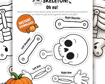 Build a Skeleton Halloween party game Activity for Kids – Printable Worksheets