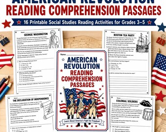 Comprensión lectora del 4 de julio de la Revolución Americana: Actividades y hojas de trabajo sobre el Día de la Independencia.