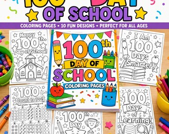 Páginas para colorear del día 100 de clases: actividades sin preparación.