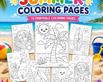 Dibujos para colorear de verano para niños / 15 láminas fáciles para colorear e imprimir