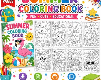 Dibujos para colorear de verano para niños: Dibujos para colorear de playa y océano para imprimir en PDF