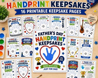 Manualidad para el Día del Padre: Huella de Mano para Papá o Abuelo (16 páginas)