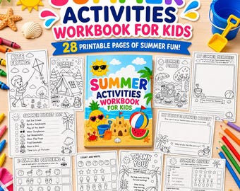 Paquete de páginas para colorear de verano para preescolar. Cuaderno de actividades para preescolar.