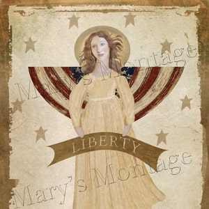 Patriotic Angel, 8x10 printable download JPG, with PNG
