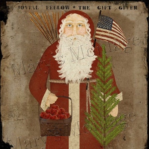 Extreme Primitive Americana Santa, 8 x10 Art, Digital download