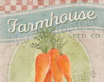 Farmhouse Seeds, Carrots, 8 x10 digital printable download