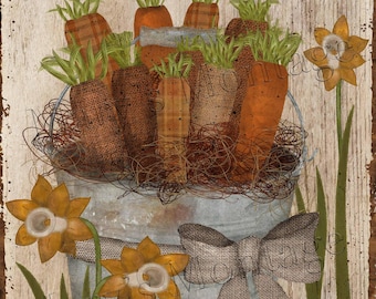 Easter Carrot Bucket, 8 x10 digital printable download