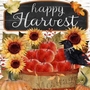 Happy Harvest, Apple Basket, 8x10 printable download