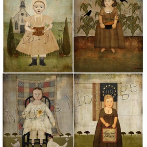 Primitive Girls, Collage Sheet, download, you print