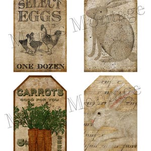 Primitive Printable Tags Easter Set of 4 Print Sheet - Etsy