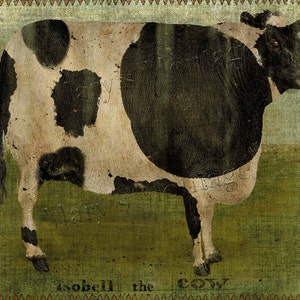 Isobell the Cow, 8x10 printable, download, Primitive Folk Art