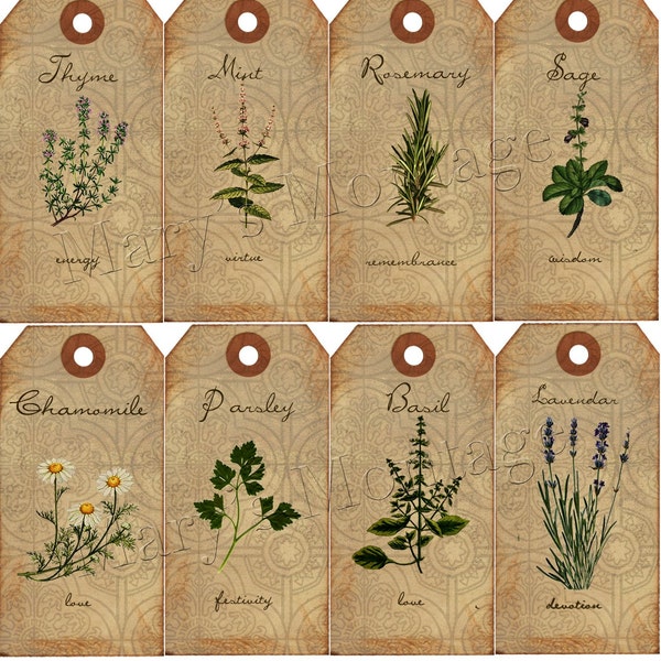 the language of Herbs tags/ download 8.5 x8.5 printable