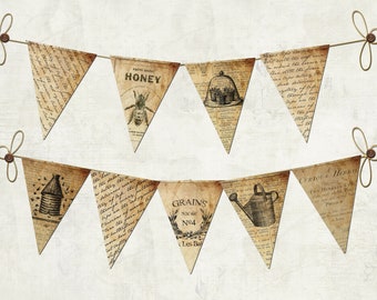 Print your own Vintage Typography Bunting Pennant