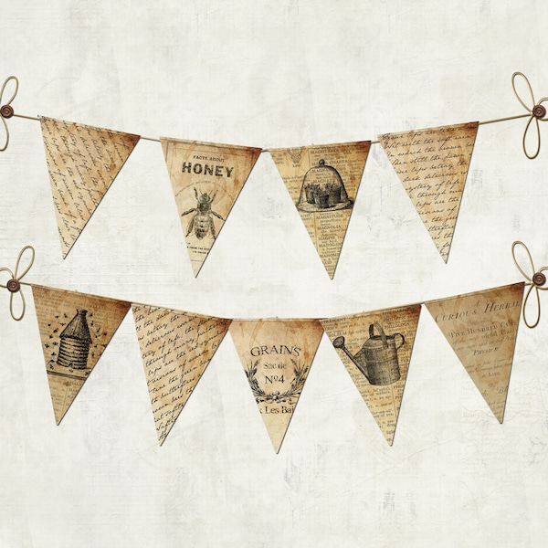 Print your own Vintage Typography Bunting Pennant