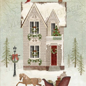 Victorian Snow House,  8x10 printable download